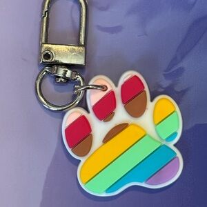 Rainbow Paw Print Keychain